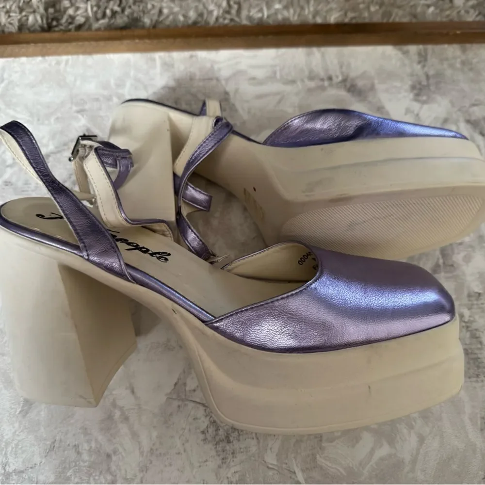 Free People Double Stack Platform Mary Janes PURPLE 37.5
